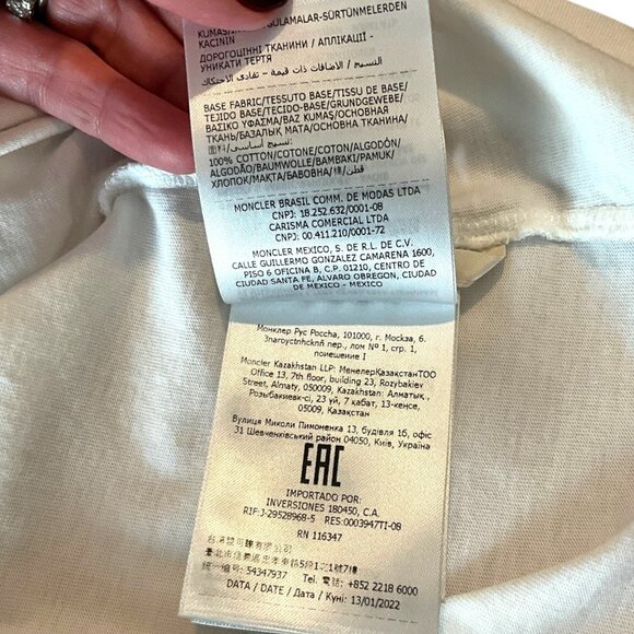 Moncler Rhinestone Logo T-Shirt White Silver Short Sleeve Size L Large Crew Neck - Picture 11 of 14